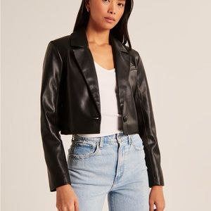 Abercrombie & Fitch Leather Cropped Blazer